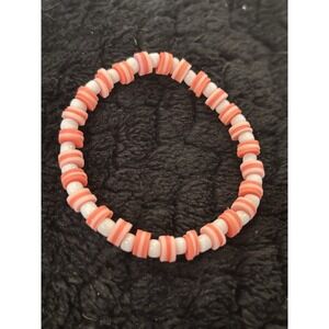 Colorful Coral And White Clay Bead Bracelets
